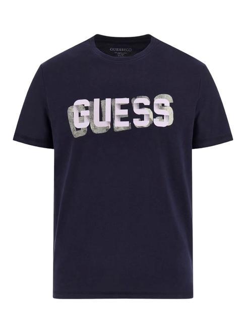 GUESS SS CN LOGO T-shirt in cotone smartblue - T-shirt Uomo