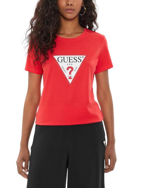 GUESS ORIGINAL LOGO T-shirt triangle red lava - T-shirt e Top Donna