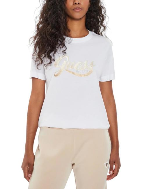 GUESS GLITTERY T-shirt in cotone purwhite - T-shirt e Top Donna