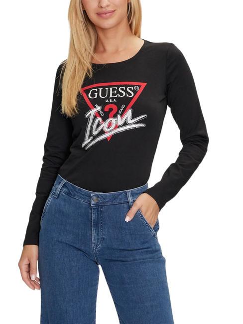 GUESS ICON T-shirt in cotone jetbla - T-shirt e Top Donna