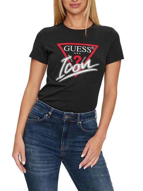 GUESS ICON T-shirt in cotone jetbla - T-shirt e Top Donna