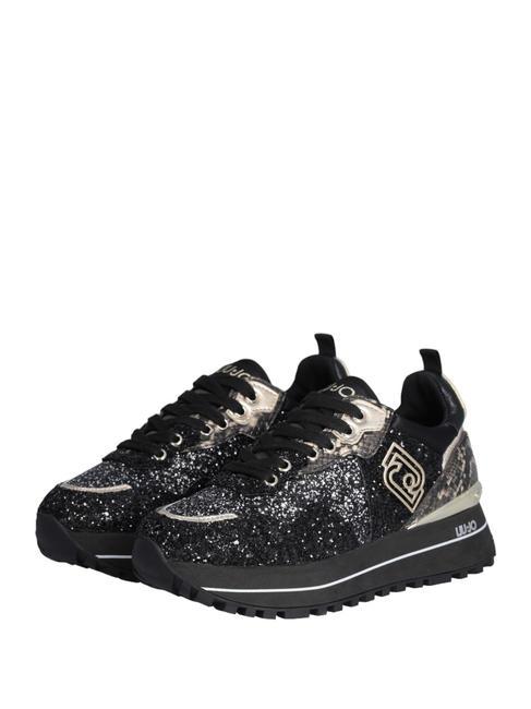 LIUJO MAXI WONDER 01 Sneakers platform con glitter nero - Scarpe Donna