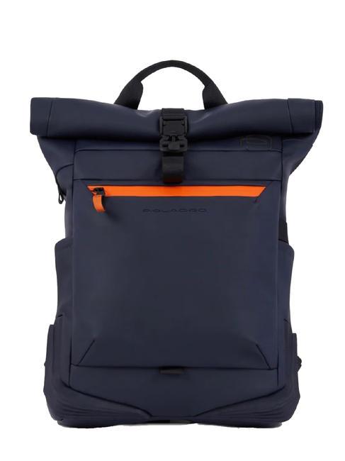 PIQUADRO CORNER SPECIALE GOMMATO Zaino roll-top porta pc 15.6" blu - Zaini da lavoro porta PC