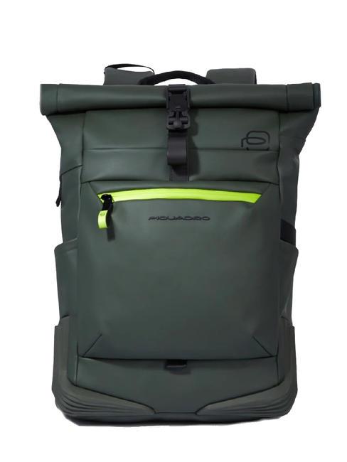 PIQUADRO CORNER SPECIALE GOMMATO Zaino roll-top porta pc 15.6" VERDE - Zaini da lavoro porta PC