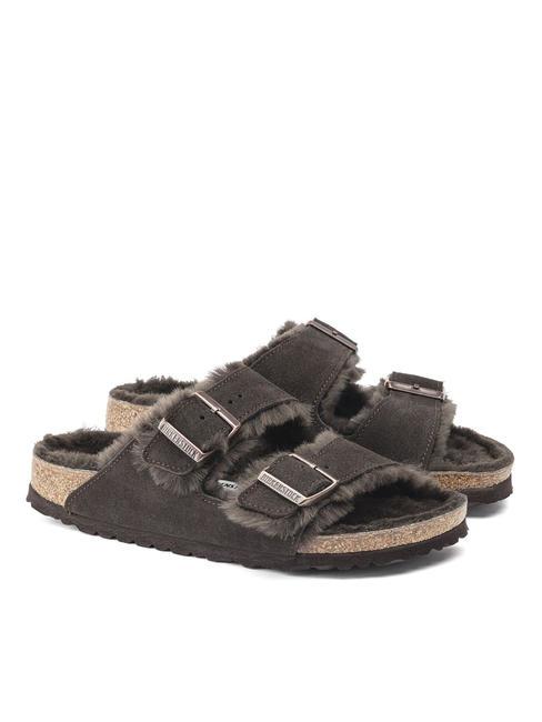 BIRKENSTOCK ARIZONA SHEARLING Ciabatta in pelle con pelliccia mocca - Scarpe Unisex