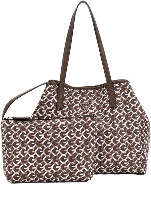 GUESS VIKKY  Borsa a spalla brown multi logo - Borse Donna