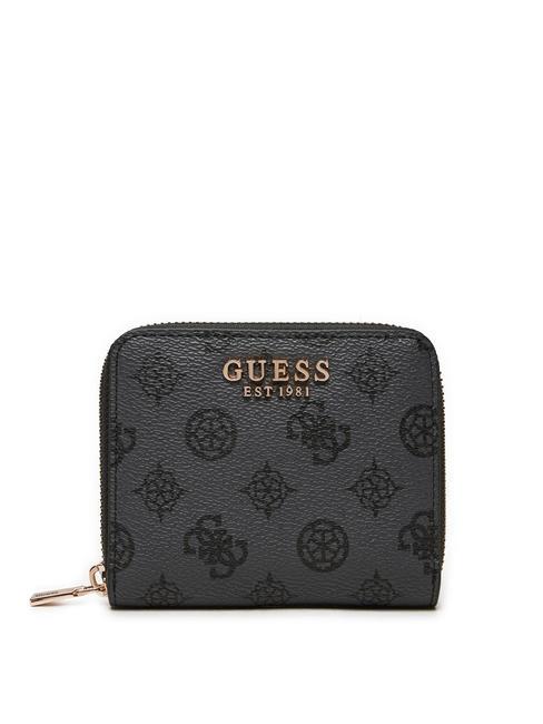 GUESS LAUREL Logo Mini Portafoglio Zip Around charcoal logo - Portafogli Donna