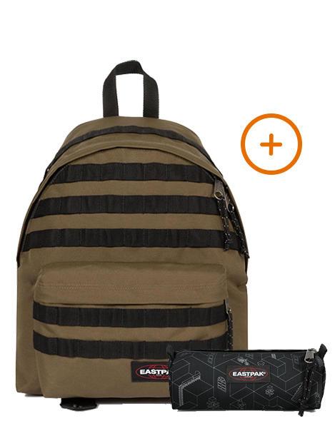 EASTPAK PADDED PAK'R + BENCHMARK SINGLE Zaino + Astuccio strapped army olive - Zaini Scuola & Tempo Libero