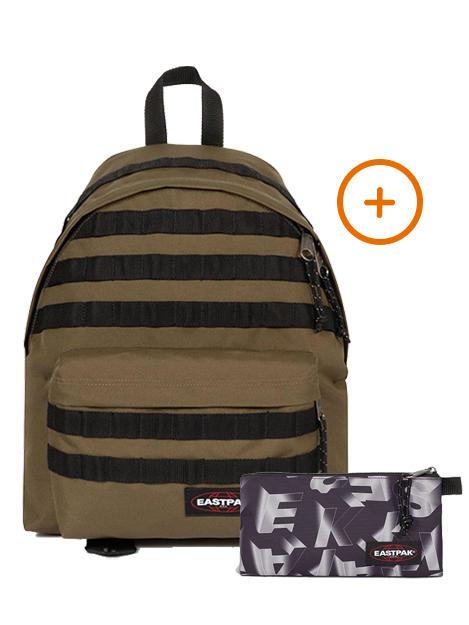 EASTPAK PADDED PAK'R + FLATCASE Zaino + Astuccio strapped army olive - Zaini Scuola & Tempo Libero