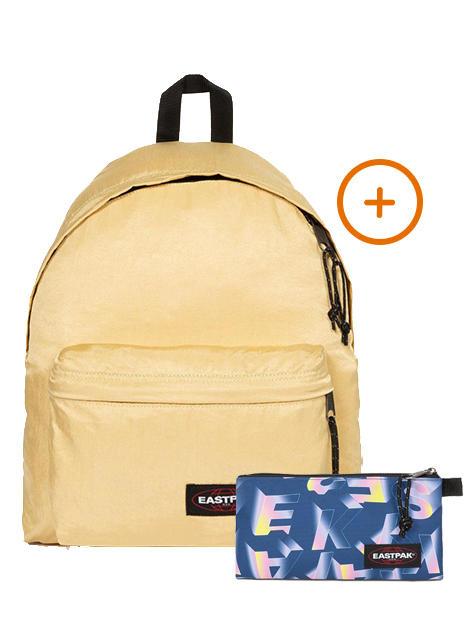 EASTPAK PADDED PAK'R + FLATCASE Zaino + Astuccio metallic gold - Zaini Scuola & Tempo Libero