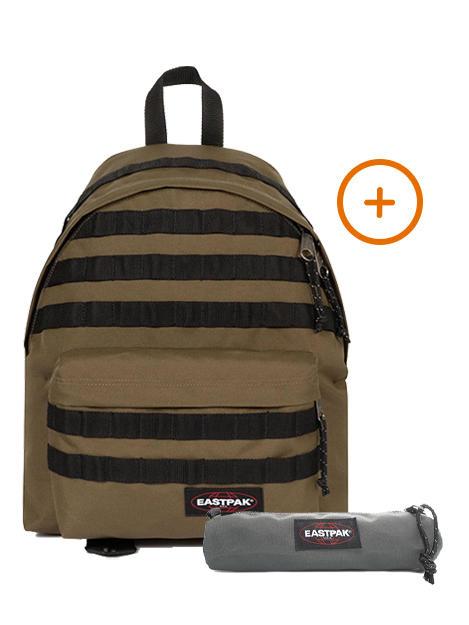 EASTPAK PADDED PAK'R + SMALL ROUND SINGLE Zaino + Astuccio strapped army olive - Zaini Scuola & Tempo Libero