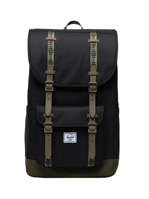 HERSCHEL LITTLE AMERICA  Zaino misura standard black/ivy green - Zaini Scuola & Tempo Libero