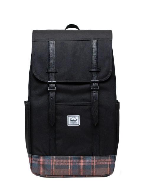 HERSCHEL RETREAT Zaino porta pc 15,6" black winter plaid - Zaini Scuola & Tempo Libero