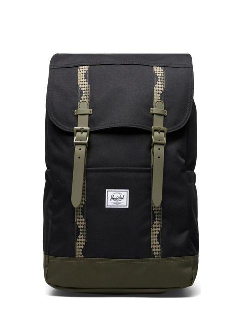 HERSCHEL RETREAT Zaino porta pc 15,6" black/ivy green - Zaini Scuola & Tempo Libero