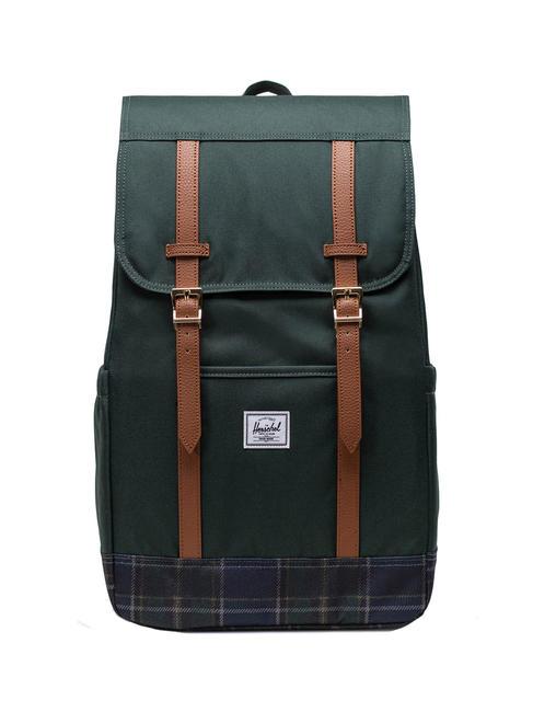 HERSCHEL RETREAT Zaino porta pc 15,6" darkest spruce winter plaid - Zaini Scuola & Tempo Libero