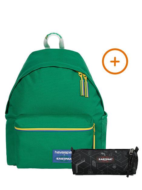 EASTPAK PADDED PAK'R + BENCHMARK SINGLE Zaino + Astuccio Havaianas Green - Zaini Scuola & Tempo Libero