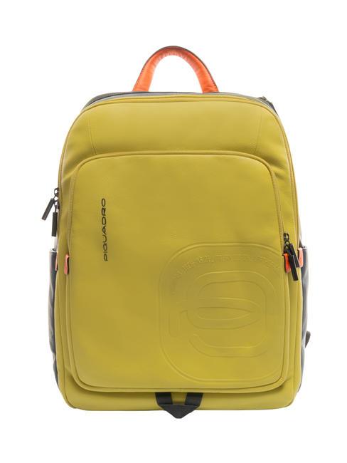 PIQUADRO S113  Zaino porta PC 14" in pelle giallo/blu - Zaini da lavoro porta PC