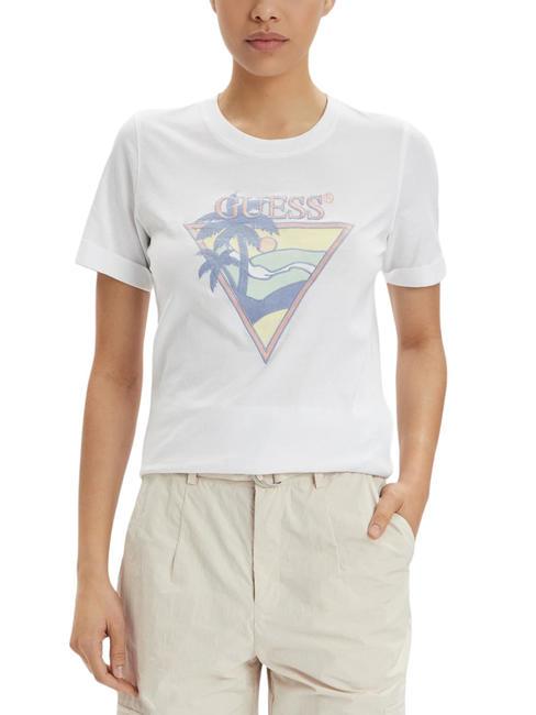 GUESS BEACH TRIANGLE T-shirt in cotone purwhite - T-shirt e Top Donna