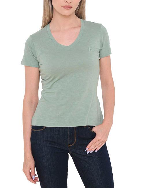 GUESS SLUBBY T-shirt a maniche corte malibu sage - T-shirt e Top Donna