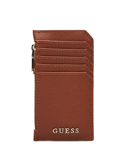 GUESS METALLIC LOGO Portacarte con zip COGNAC - Portafogli Donna