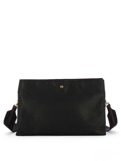 BORBONESE COLE Borsa tracolla tre scomparti dark black - Borse Donna