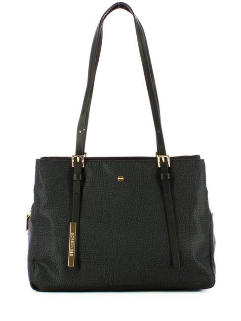 BORBONESE COLE NYLON Shopper a spalla, con tracolla dark black - Borse Donna