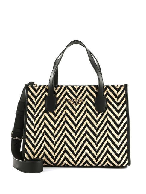 GUESS SILVANA 2 Borsa a mano in rafia con tracolla NERO - Borse Donna