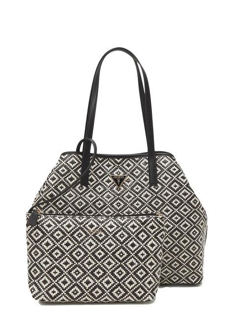 GUESS VIKKY LL Borsa tote in rafia con pochette NERO - Borse Donna