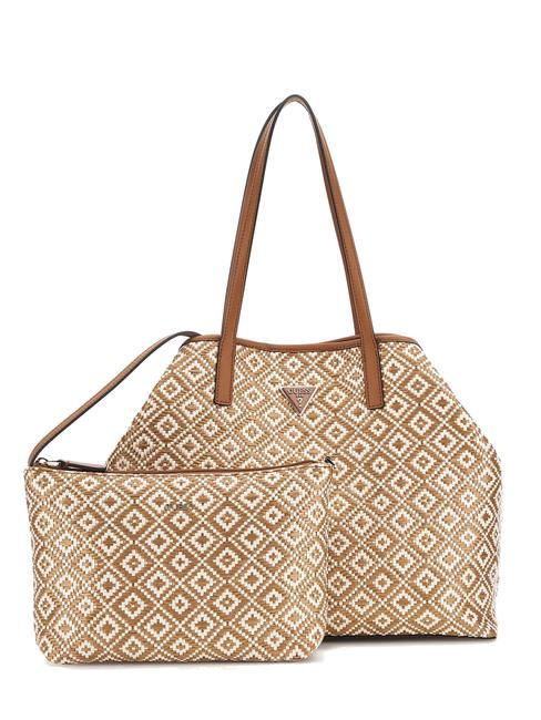 GUESS VIKKY LL Borsa tote in rafia con pochette COGNAC - Borse Donna