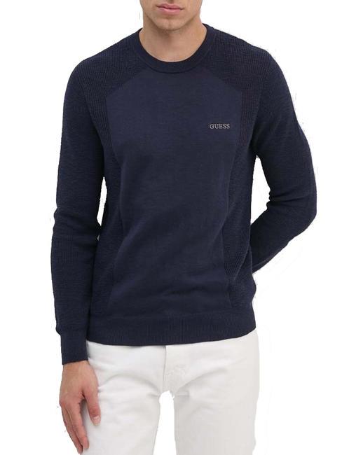 GUESS ELINOR  Maglia girocollo in cotone smartblue - Maglie Uomo