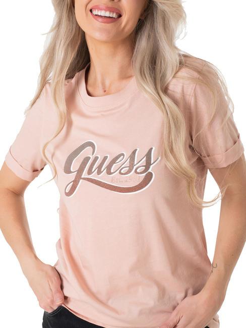 GUESS GLITTERY T-shirt in cotone pale sand - T-shirt e Top Donna