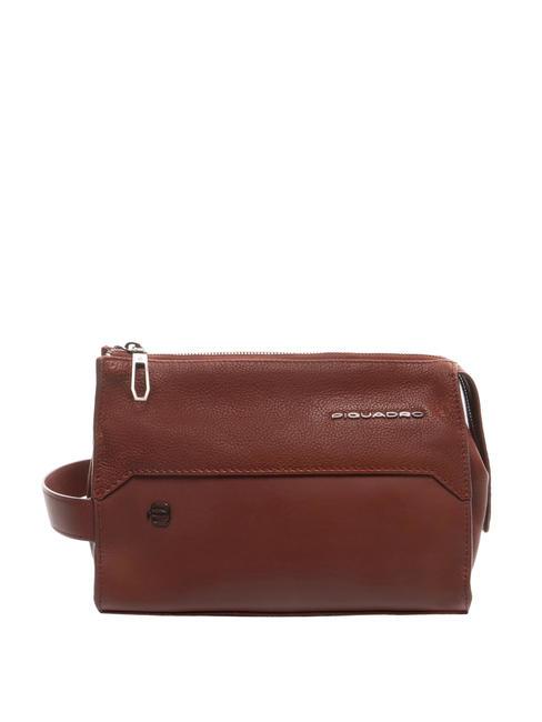 PIQUADRO FAST-CHECK Pochette in pelle con polsierina CUOIO - Beauty Case