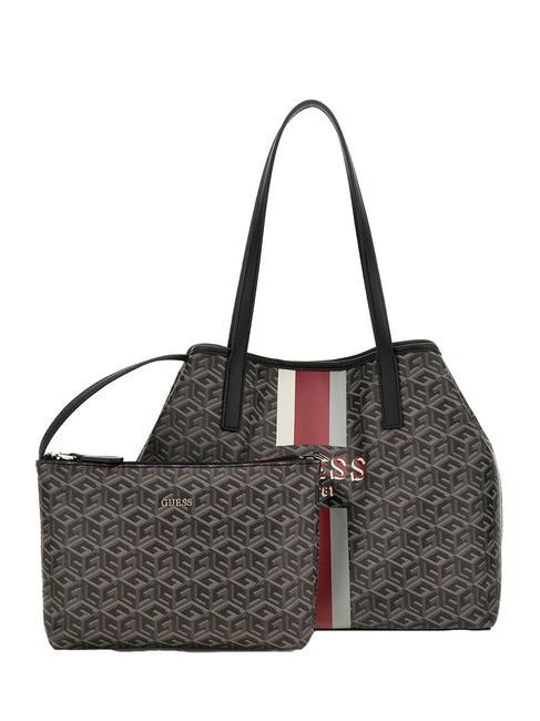 GUESS VIKKY II Borsa tote a spalla con pochette charcoal logo - Borse Donna