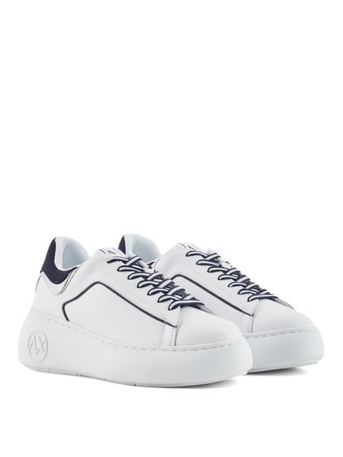 ARMANI EXCHANGE ACTION Sneakers in pelle inserto stampa pitone off white+blue - Scarpe Donna