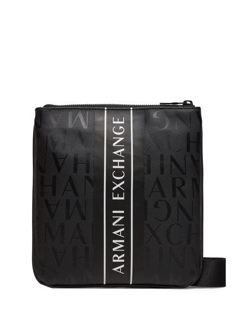 ARMANI EXCHANGE LOGO ALL OVER Borsello piatto  black/black - Tracolle Uomo