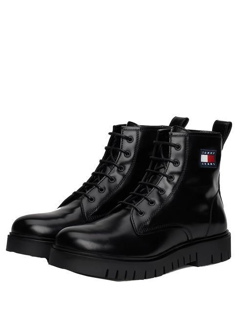 TOMMY HILFIGER TOMMY JEANS Lace Up Stivaletti in pelle NERO - Scarpe Donna