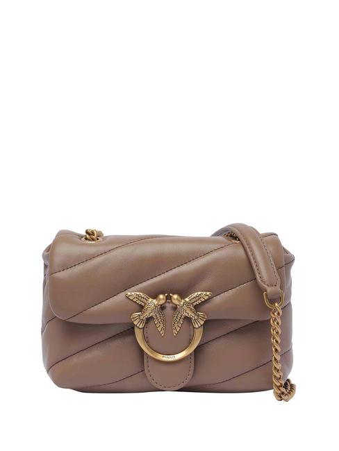 PINKO LOVE PUFF BABY Borsa a tracolla in nappa trapuntata biscotto zenzero-antique gold - Borse Donna