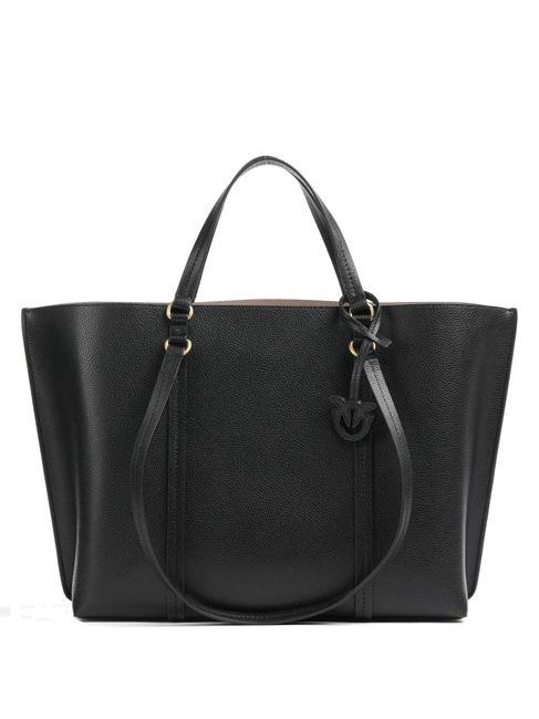 PINKO CARRIE Shopper a mano/a spalla, in pelle nero-antique gold - Borse Donna