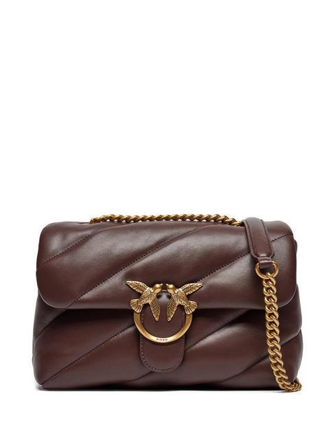 PINKO CLASSIC LOVE PUFF Borsa in pelle nappa ciocc. amaro-antique gold - Borse Donna