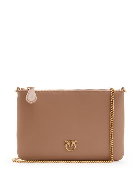 PINKO FLAT CLASSIC Pochette con tracolla catena biscotto zenzero-antique gold - Borse Donna