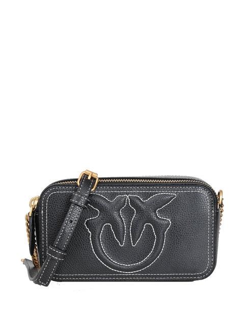 PINKO CARRIE Mini Bag a tracolla, in pelle nero-antique gold - Borse Donna