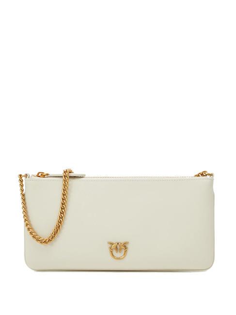 PINKO HORIZONTAL FLAT  Borsa a spalla, in pelle bianco seta-antique gold - Borse Donna