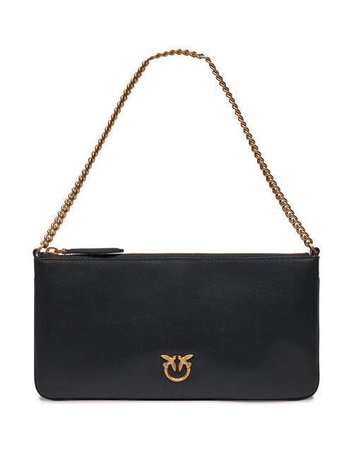 PINKO HORIZONTAL FLAT  Borsa a spalla, in pelle nero-antique gold - Borse Donna