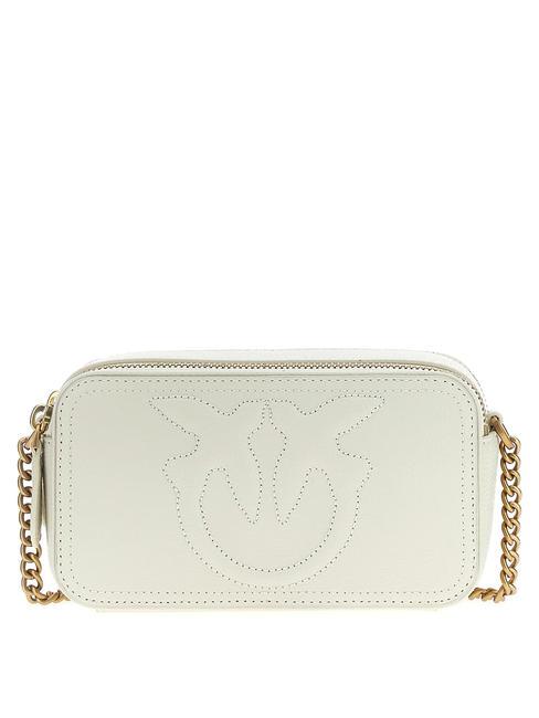 PINKO CARRIE Mini Bag a tracolla, in pelle bianco seta-antique gold - Borse Donna