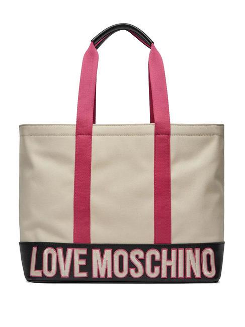 LOVE MOSCHINO FREE TIME  Shopper in canvas nero fuxia - Borse Donna