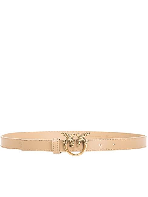 PINKO LOVE BERRY Cintura in pelle beige safari-antique gold - Cinture