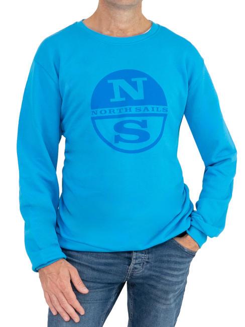 NORTH SAILS N|S LOGO Felpa girocollo in cotone turquoise - Felpe Uomo