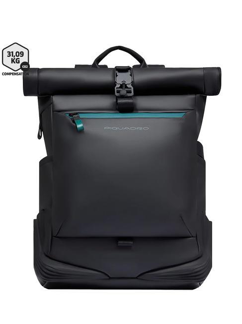 PIQUADRO CORNER SPECIALE GOMMATO Zaino roll-top porta pc 15.6" Nero - Zaini da lavoro porta PC