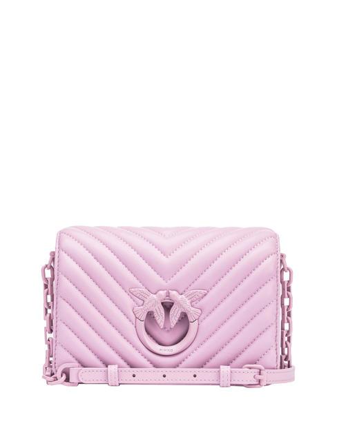 PINKO LOVE CLICK CHEVRON Borsa mini tracolla in pelle lilla-block color - Borse Donna