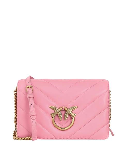 PINKO LOVE CLICK CLASSIC Borsa trapuntata in pelle rosa marino-antique gold - Borse Donna